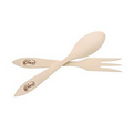 10" Wooden Salad Serving Set - Fork & Spoon (each Hot Branded)